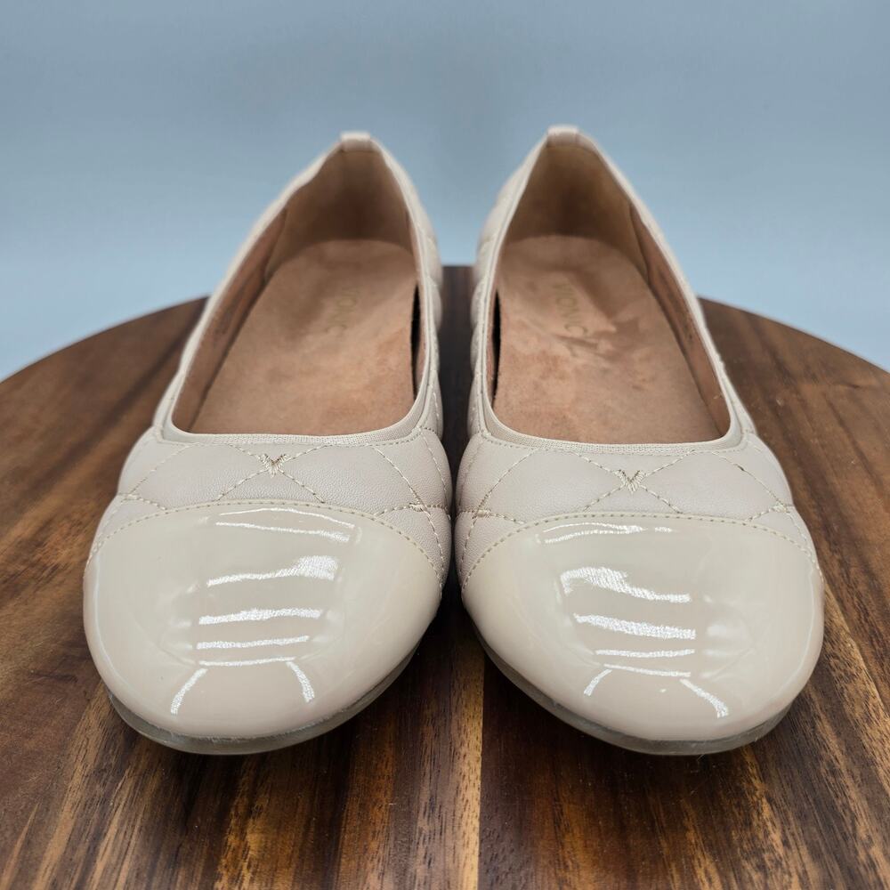 Vionic Desiree Shoes Womens 9 Nude Beige Leather Quilted Ballet Flats Comfort - Picture 2 of 8